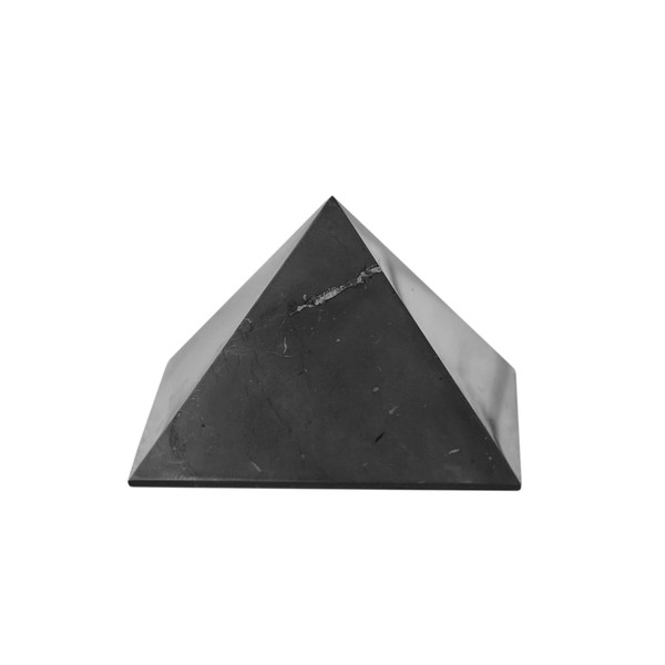 Karelian Heritage Shungite Stone Pyramid 1 inch (3 cm) | Polished Stone Shungite Protection Pyramid | Pocket Small Size Black Stone Pyramid | Chakra Balancing Healing Energy Meditation Pyramid PP01