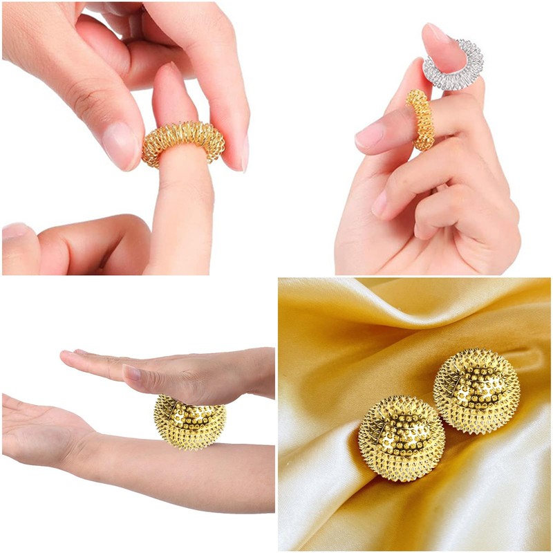 Vueinrg 4 Stück Akkupressurbälle Magnetisch Massageball Igelball Set mit 10