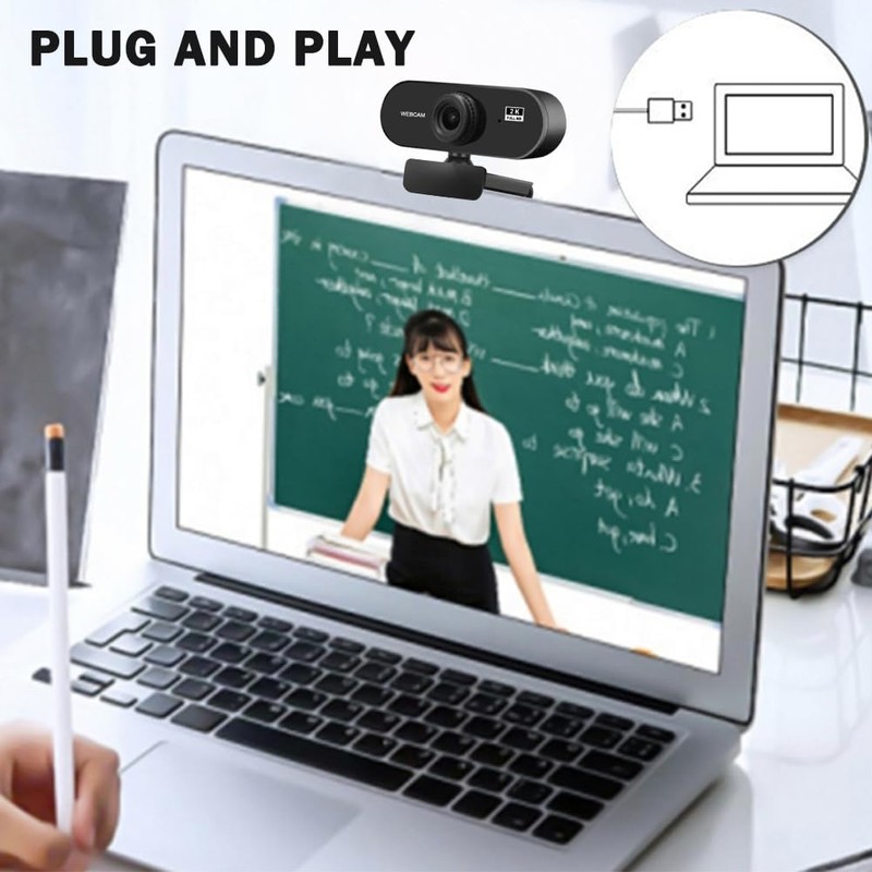 2K Ultra HD Webcam with Microphone, Full HD 2K Webcam