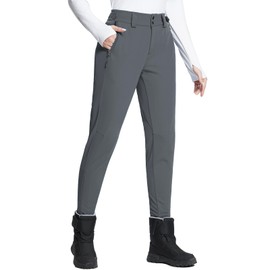 BALEAF Women's Fleece Lined Snow Ski Pants Waterproof Insulated Windproof Slim Thermal Winter Pants Hiking Snowboard Dark Gray M