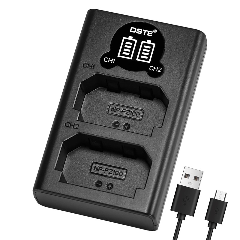 DSTE NP-FZ100 Battery Charger, Dual LCD Charger Compatible with Sony