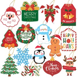 60 Count Christmas Gift Tags with Untied Strings,Christmas Labels for Present, Paper Gift Tags, Christmas Name Tags for DIY Xmas Holiday Present Wrapping
