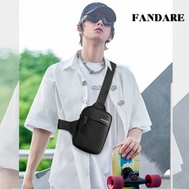 FANDARE Herren Brusttasche Ultraleicht Sling Chest Pack Umhängetasche Schultertasche Bauchtasche Crossover Rucksack Daypacks für Männer Outdoor Reisen Camping Crossbody Bag Wanderrucksäcke Schwarz