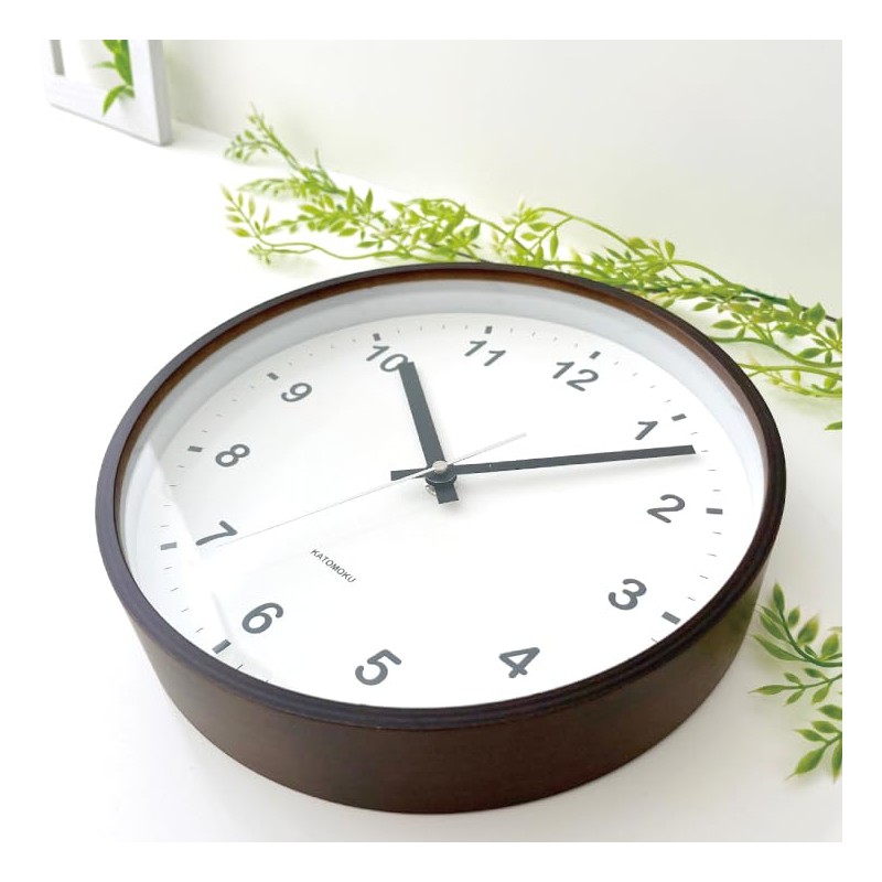 KATOMOKU plywood wall clock, brown, sweep (continuous second hand) km-35M