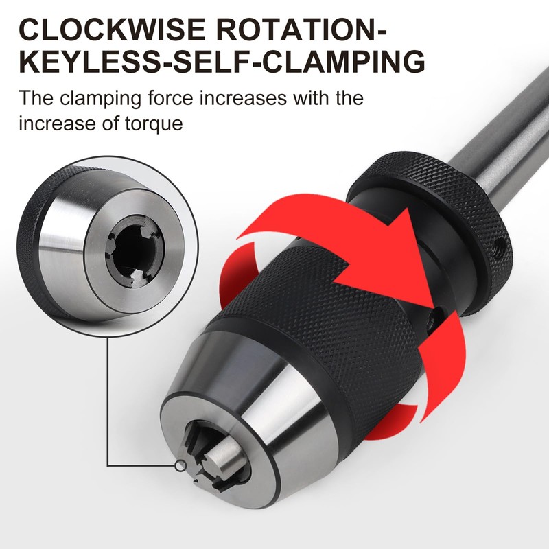 EFUTURETIME Keyless Drill Chuck B16, 1-13 mm, with Taper Mandrel