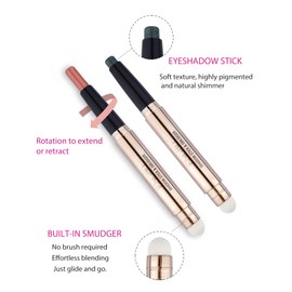Enfuntins Cream Eyeshadow Stick, Long-Lasting, Crease-Proof Eyeshadow with Built-in Smudger Eye Shadow Makeup Light Green Shimmer