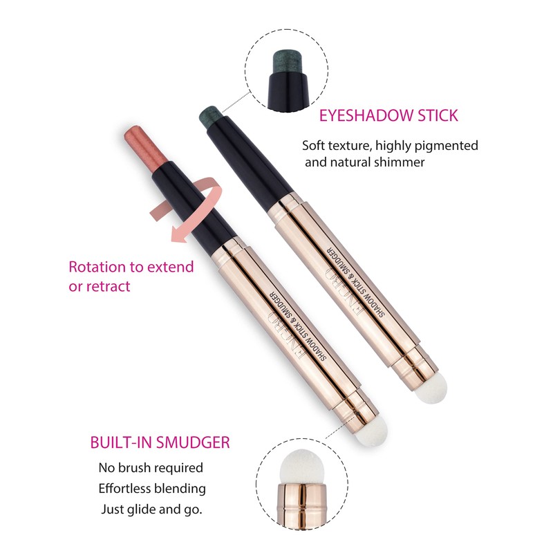Enfuntins Cream Eyeshadow Stick, Long-Lasting, Crease-Proof Eyeshadow with Built-in Smudger