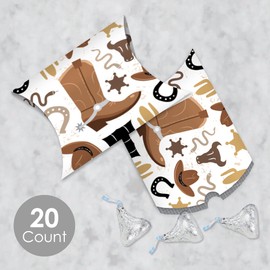 Big Dot of Happiness Western Hoedown - Favor Gift Boxes - Wild West Cowboy Party Petite Pillow Boxes - Set of 20