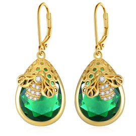SCZKLAQ 925 Sterling Silver Bee Earrings with Gold-Plated Accents & Emeralds - Gifts for Women, Mom, Bee Lovers