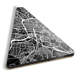 1 x Triangle Coaster - Glasgow Scotland Urban Street Map Cork Backed MDF Glossy Tea Coffee Accessory #13261