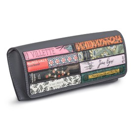 Brontë Bookworm Leather Glasses Case, Sunglasses Case, Flap Over, Grey Leather by Yoshi