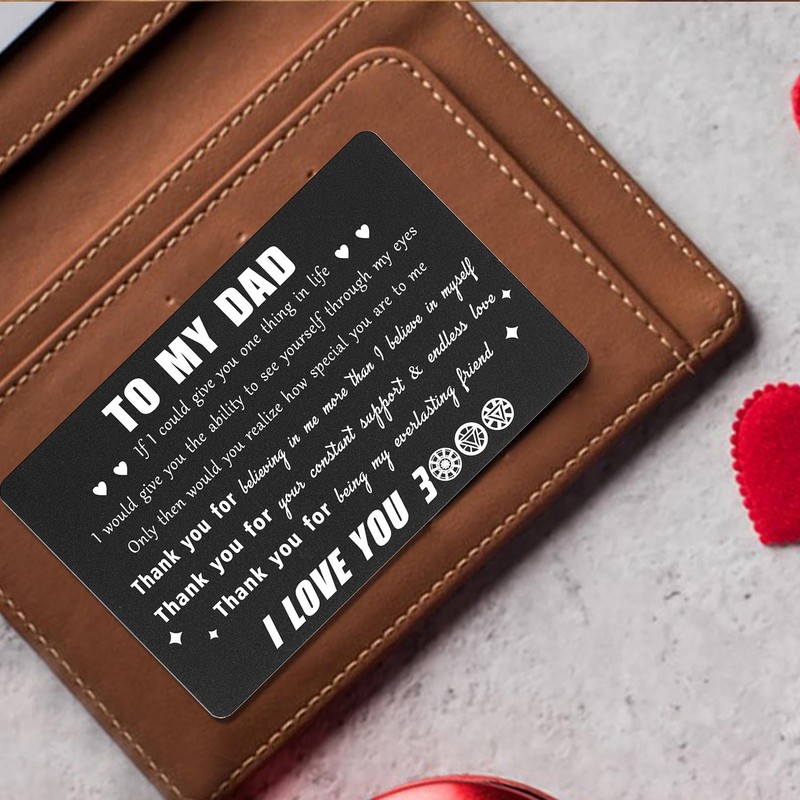 Jzxwan Black Dad Card for Birthday, Best Dad Gifts for