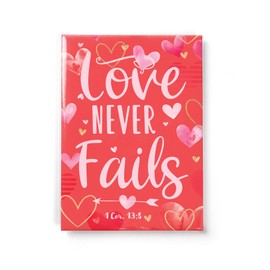 Valentine Magnets - Christian Magnets for Refrigerator, 1 Cor 13:8, 2.5” x 3.5” Inspirational Bible Verse Magnets for Kitchen, Small Decorative Scripture Magnets for Fridge as Bible Verse Gifts