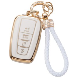 ontto TPU Car key fob cover Compatible with Toyota 2018-2024 Highlander RAV4 Camry Avalon C-HR Corolla GT86 key holder Smart case Shell keyring keychain auto bling styling accessories 4 buttons B