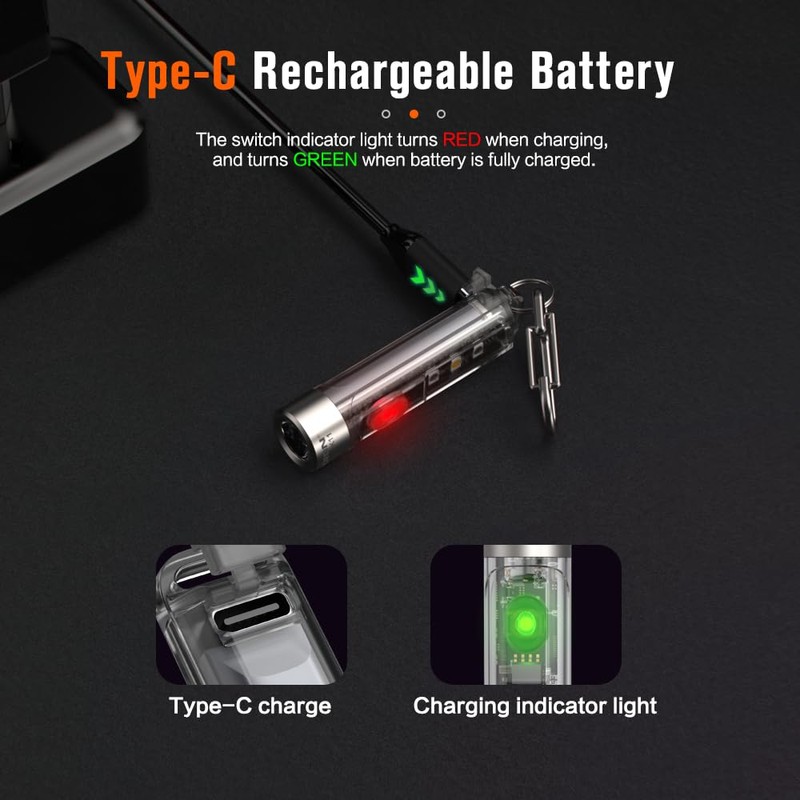 NICRON K11 Rechargeable Keychain Flashlight Lightweight,400 Hight Lumen with Extra