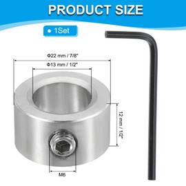 PATIKIL 1/2" Bore Shaft Collar, 304 Stainless Steel Shaft Locking Collars 7/8" OD Landing Gear Stopper Wheel Collar with M6 Single Set Screw for Drive Shafts Automotive Industrial