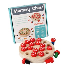 Memory Board Game, Mushroom Memory Chess Game for Kids, Montessori Educational Wooden Toys, Training Logical Thinking Cognitive Toys, Christmas Birthday Gift for Boy Girl Aged 3 4 5 6 Year Olds