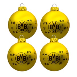 BVB Dortmund Christmas Tree Baubles Pack of 4 (One Size, Yellow)