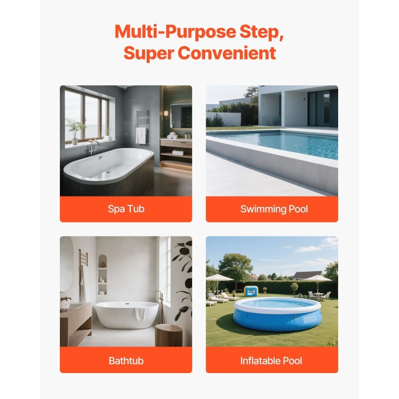 Hot Tub Spa 2-Step Outdoor Stairs 25-Inch Wide HIPS Pool