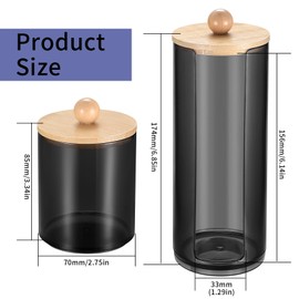 Pack of 3 Cotton Buds Container, Cotton Pad Dispenser, Cotton Pads Storage Box, Cotton Bud Holder with Bamboo Lid for Cotton Balls, Cosmetic Container, Bathroom, Dressing Table Organiser Accessories,
