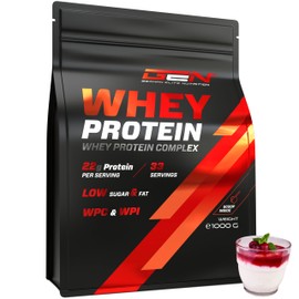 Whey Protein Powder - 1000 g (Semolina Porridge Cherry) - With Isolate Content - Instant Soluble Protein Powder with BCAA & EAA - German Elite Nutrition