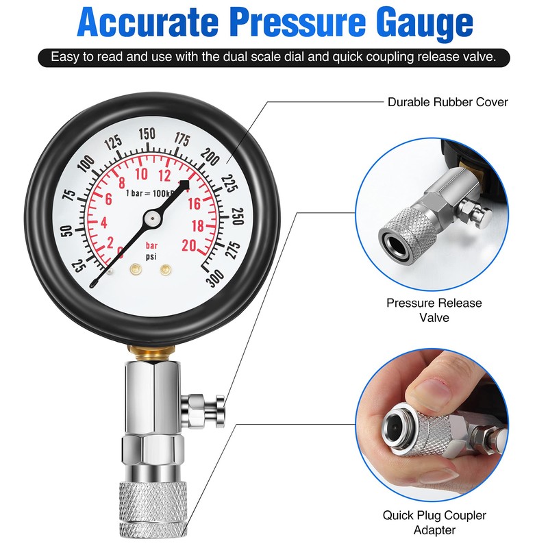 Fiada 9 Pieces Automotive Compression Tester Kit and Spark Plug