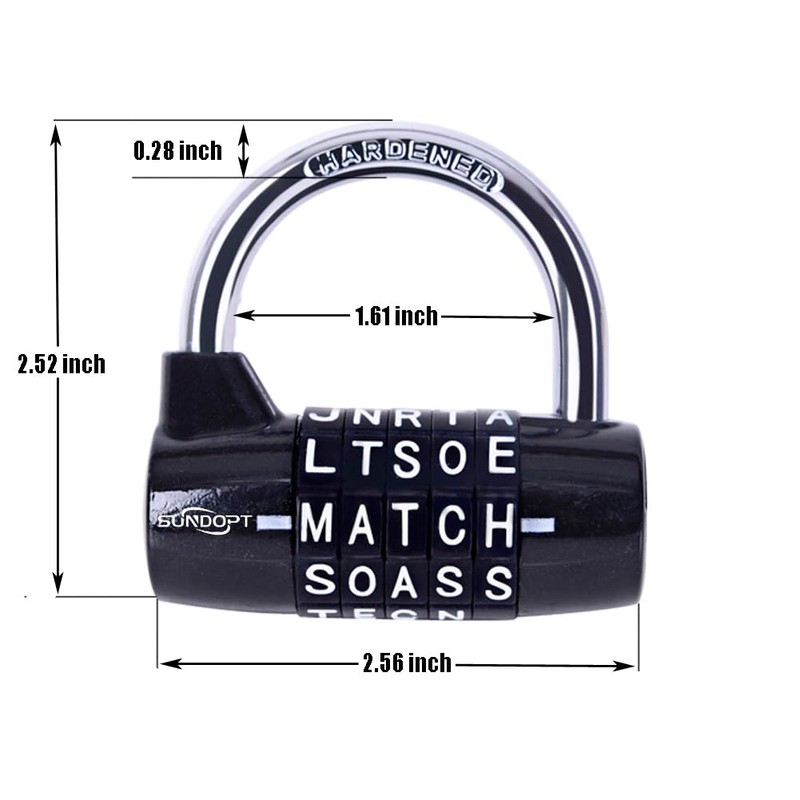 Black Gym Lock - 5 Letter Word & 5 Digit