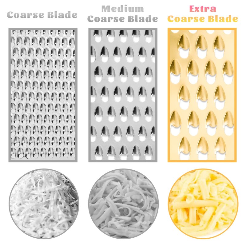 Professional Cheese Grater, Gold Stainless Steel Cheese Grater Handheld, Grater
