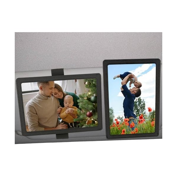 Car Picture Frame, Leather Vehicle Sun Visor 4x6 (Standard 6