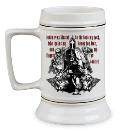 Stay Frosty Enterprises PSALMS 144:1 Blessed Be the Lord Veteran 28 oz Ceramic Beer Drinking Stein