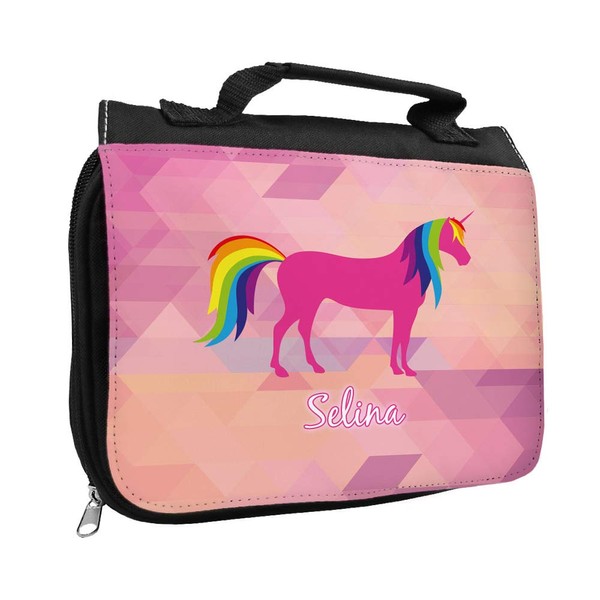 Wash Bag with Name Selina and Unicorn Design for Girls