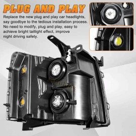 autobots For 07-14 Chevy Silverado 1500 2500 3500HD Clear Lens Amber Reflector Headlights