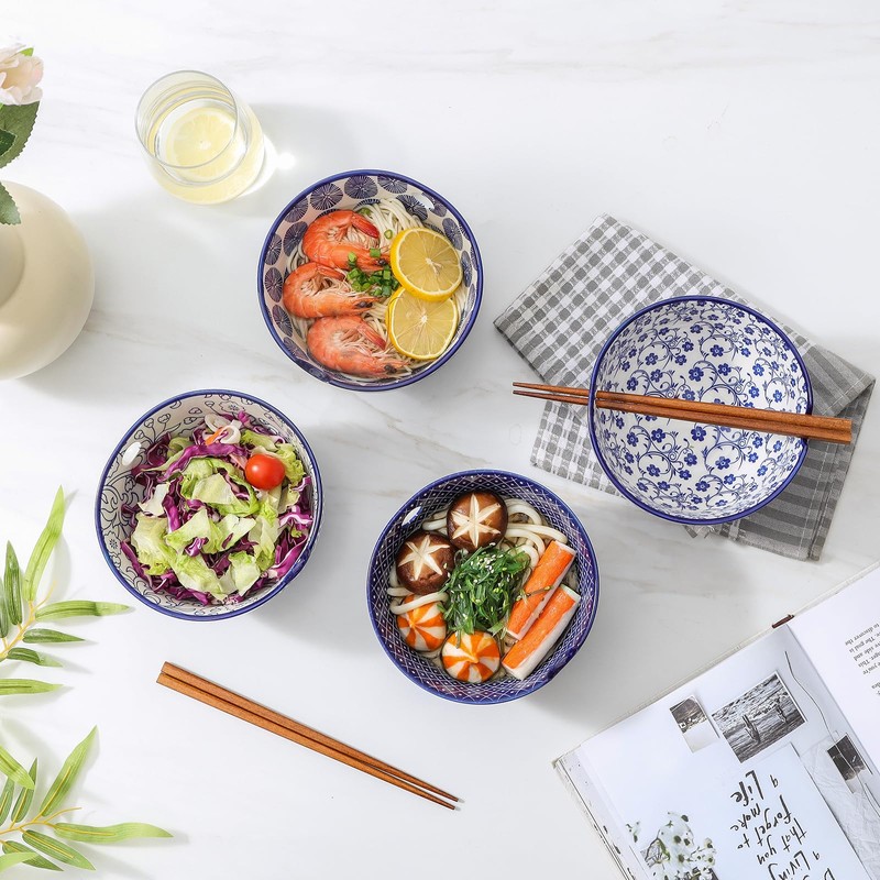 Selamica Ceramic Ramen Bowls Set, 15 OZ Noodle Bowls for