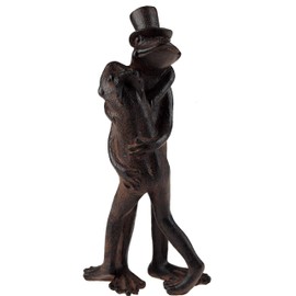 Iron Effect Cuddling Frogs Figurine Ornament - Home or Garden Use