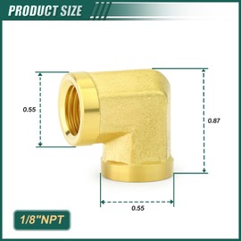 GORAGUCHI 6PCS 1/8" Npt Female, 90 Degree Brass Pipe Fittings Barstock Street Elbow, 1/8" Npt Female x 1/8" Npt Female for oils, fuels, gases and liquids