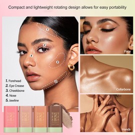 Varita de Belleza para Rubor, Barra en Crema con Color Mezclable para Ojos, Labios y Mejillas, Tinte de Labios