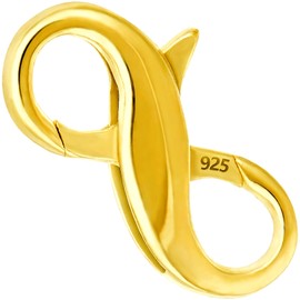 Pndeyo 925 Sterling Silver Lobster Claw Clasps, Double Opening Necklace Bracelet Extender, Jewelry Clasps and Closures for Necklace Bracelet Anklet Pendant Keychain DIY Craft Making- Gold