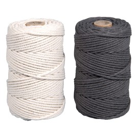 Rayher Macrame Yarn, 2.2 mm Diameter, Set of 2 Spools of 70 m (approx. 200 Spool), 1 Spool Cream + 1 Spool Grey, Decorative Cord, Knotting Yarn, 44000562, Slate Grey