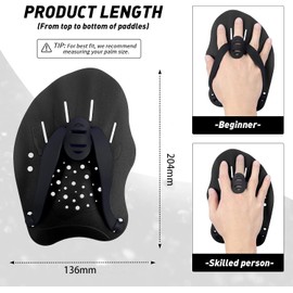 THJOPOKEEL Swim Paddles Hand, Swim Paddles for Lap Swimming - Swim Hand Paddles with Adjustable Straps, Swimming Equipment for Women Men Children (1 Pair)