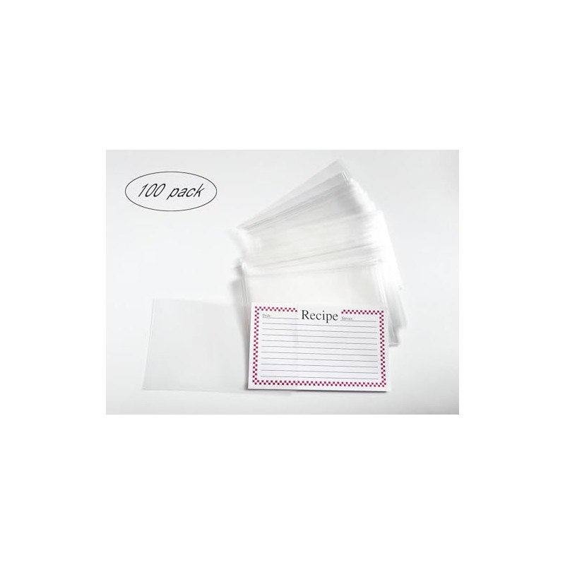 Clear 4x6 Inch Recipe Card Cover,Index Card Sleeve,100 Pack Recipe