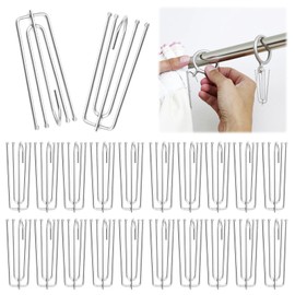 Pack of 40 curtain hooks, stainless steel curtain hooks, 4 prong curtain hooks, metal curtain, curtain hooks, stainless steel curtain hooks for curtains and curtain rings