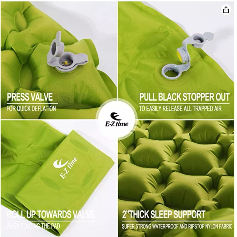 EZ-Time Sleeping Pad E-Z Time Ultralight Inflatable Sleeping Pad Camping