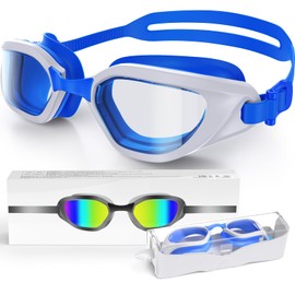 Zeligerstar Swimming Goggles, Goggles Swimming Adult with 3 Sizes Nose Bridges, Anti-Fog UV Protection No Leaking Adjustable Swim Goggles for Men Women Junior