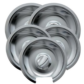 Range Kleen 5-Piece Drip Pan, Style D fits hinged Electric Ranges GE, Hotpoint, Kenmore, Chrome