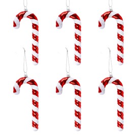 6 Pcs Christmas Tree Candy Ornaments, 16cm Large Christmas Candy Hanging Decorations, Candy Cane Christmas Decorations Red and White Christmas Tree Decorations, Candy Pendant Decor