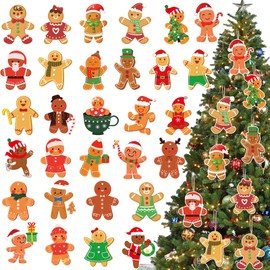 Hang 30Pcs Gingerbread Man Ornaments for Christmas Tree Gingerbread Tree Ornaments Gingerbread Christmas Decorations for Gingerbread Tree Decoration Christmas Gingerbread Decorations