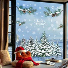 Joeyan Christmas Tree Window Clings Decoration, 9 Sheets Double-Sided Décor