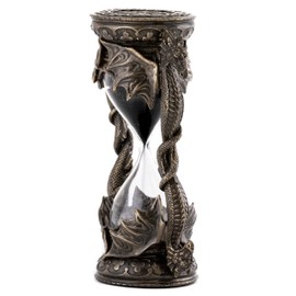 Top Collection Decorative Black Dragon Hourglass - Mythical Sand Timer in Premium Cold Cast Bronze - 5.75-Inch Collectible Medieval Celtic Clock Sculpture