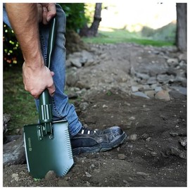 D√∂nges Klappspaten Bundeswehr nach TL aus Metall, mit Hacke, 2 S√§gekanten & G√ºrteltasche | Klappschaufel f√ºr Outdoor, Camping, Survival, Garten etc. | 1300 g leichte Schaufel in Oliv