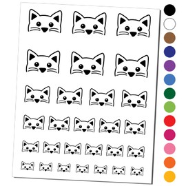 Peeking Cat Temporary Tattoo Water Resistant Fake Body Art Set Collection - Black (One Sheet)